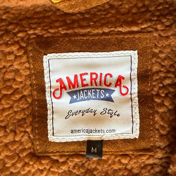 Vintage 1970s rust colored Suede Jacket with Faux Shearling Lining - Picture 7 of 8